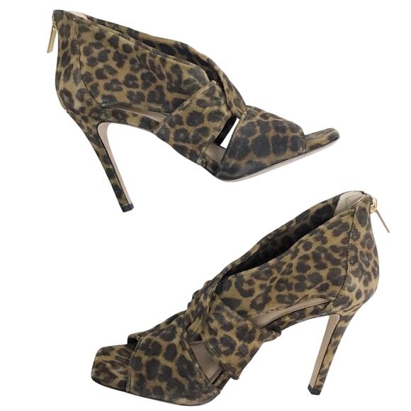 Veronica Beard Aerin Camel Leopard print heels - Picture 1 of 13